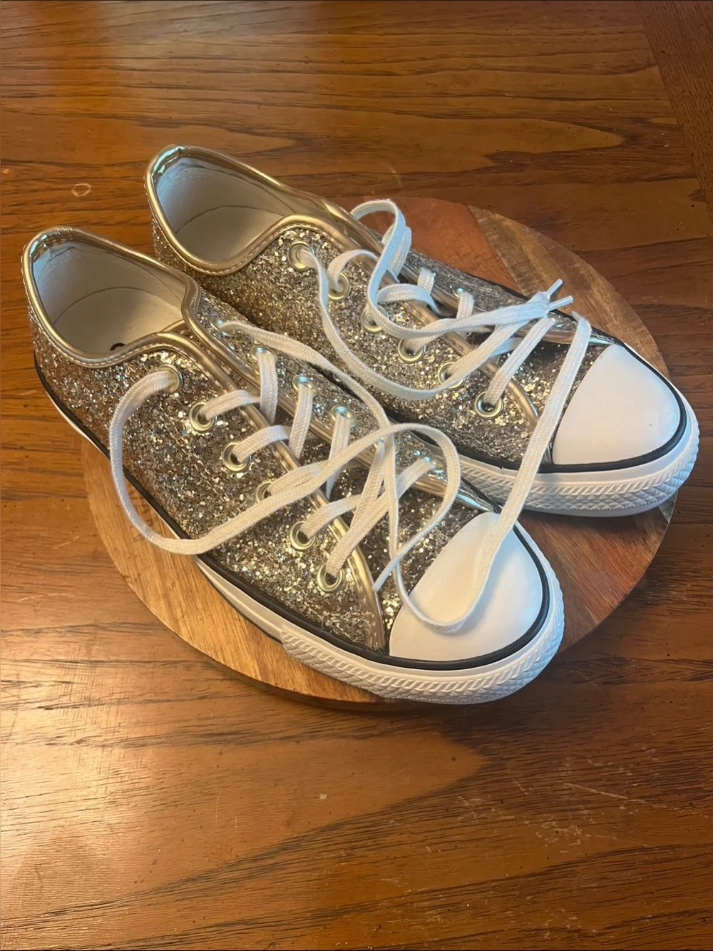 Converse Chuck Taylor Champaign Gold Glitter Low-Top Sneakers
